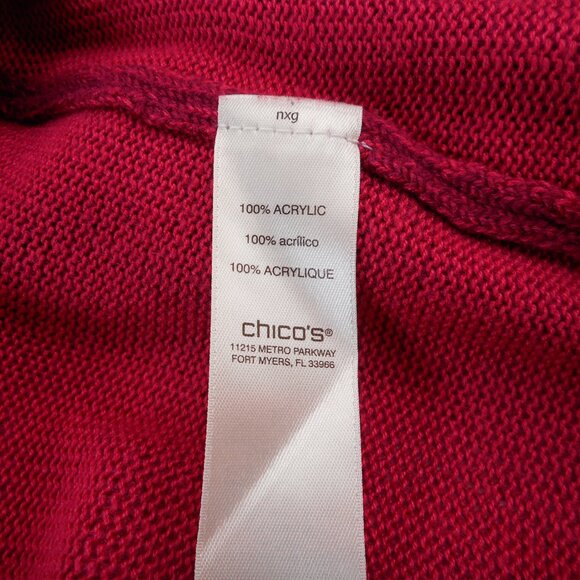 Chico's size 3 Women's XL Sweater Berry Red Wide Neck Cuff Sleeve Holiday - Picture 8 of 10